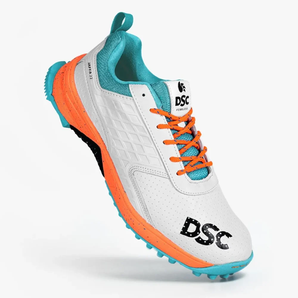 DSC Jaffa 22 Cricket Shoes White Orange - Image 3